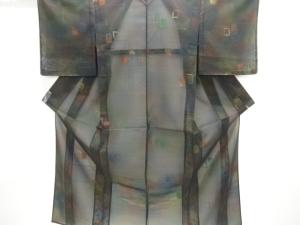 未使用品　紗幾何学模様織り出し着物